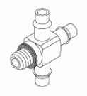 CROSS FITTING (1/8" BARB x #10-32 MALE)