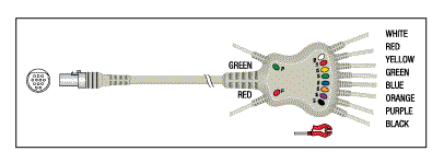 PATIENT CABLE-10 LEAD FIXED PINCH - Click Image to Close